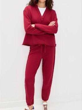 Frank & Eileen Red Terry Hooded Sweatshirt and jogger pant suit Small